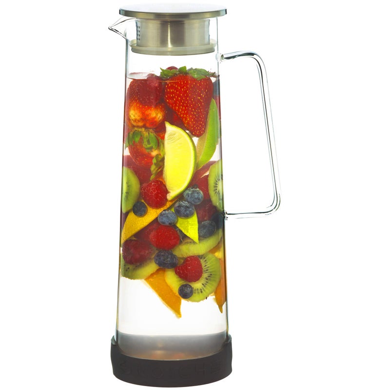 GROSCHE BALI Hand-Made Glass Water Infuser & Water Pitcher with Stainless Steel Filter Lid, 1500 ml - Image 1